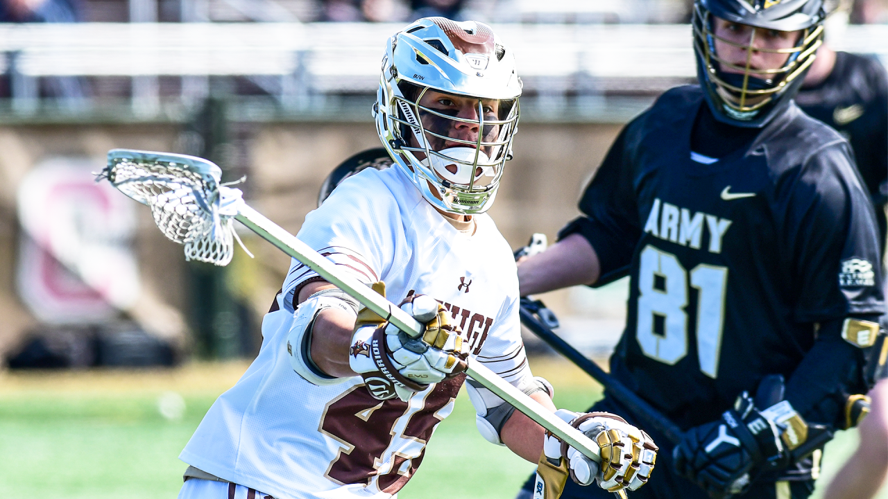 Lehigh men's lacrosse defenseman Richard Checo in action against Army earlier this spring
