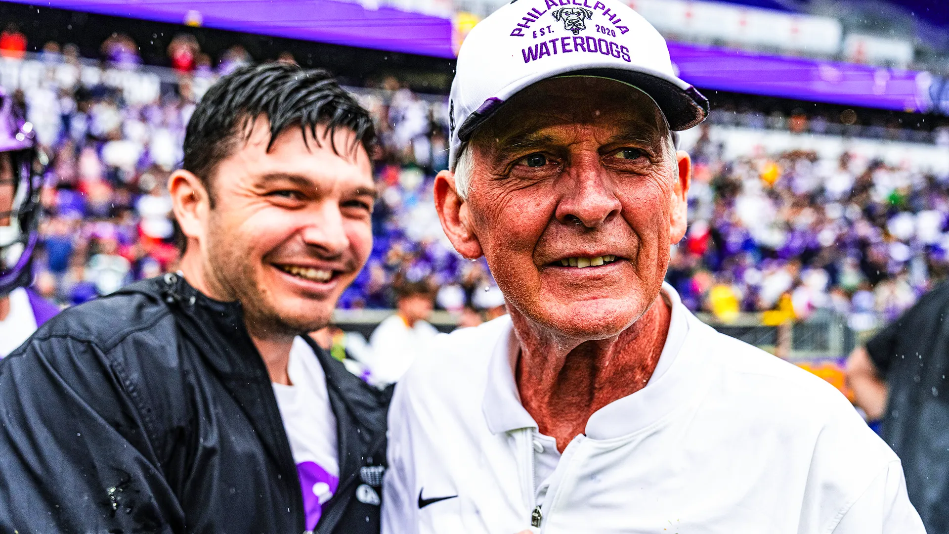 Philadelphia Waterdogs head coach Bill Tierney during the PLL championship celebration at Sports Illustrated Stadium in Harrison, N.J.