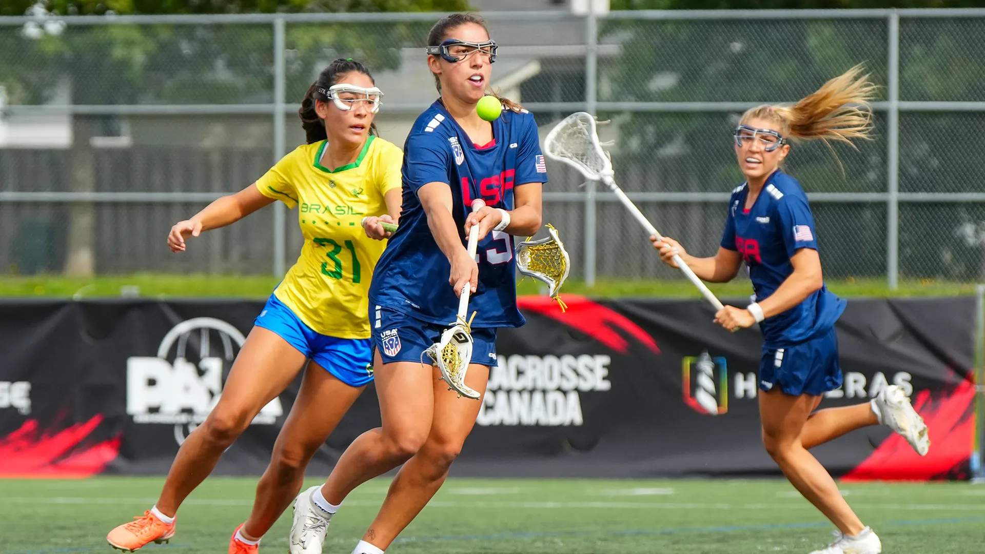 Emma LoPinto flips the ball during the USA game against Brazil