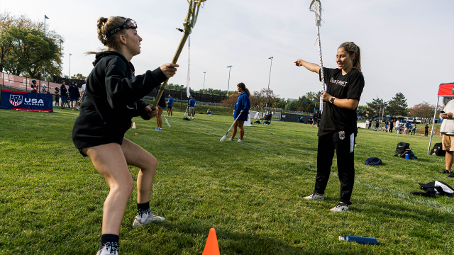 Abby Bosco taught fundamentals at a Gait Skills Clinic in Indianapolis in October.