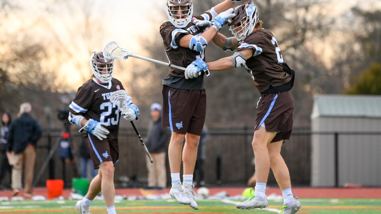 Tufts, the new No. 1, celebrates a goal during a March 28 win over Union.