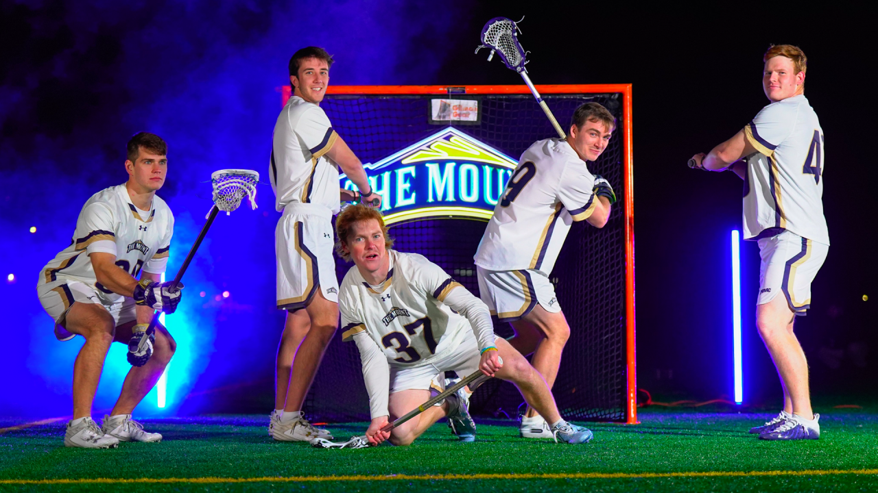 Mount St. Mary's men's lacrosse players at media day.