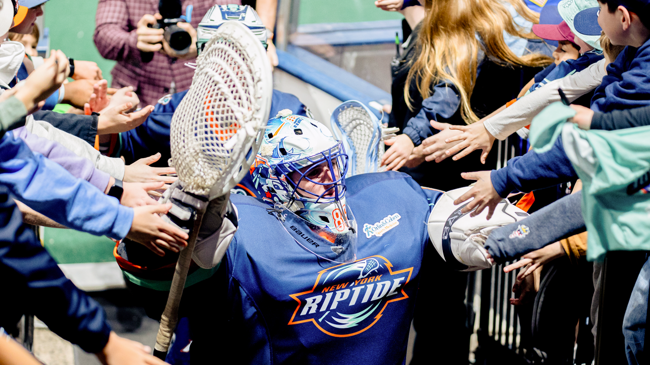 The New York Riptide exit the floor at the Nassau Coliseum.