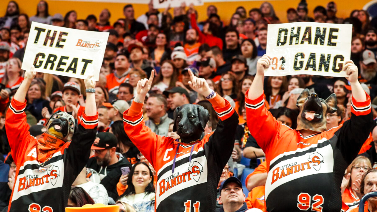 The masked fans of the Great Dhane Gang support Bandits star Dhane Smith.