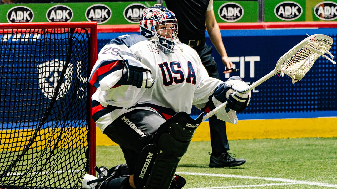 Ingrid Boyum in goal against the Haudenosaunee