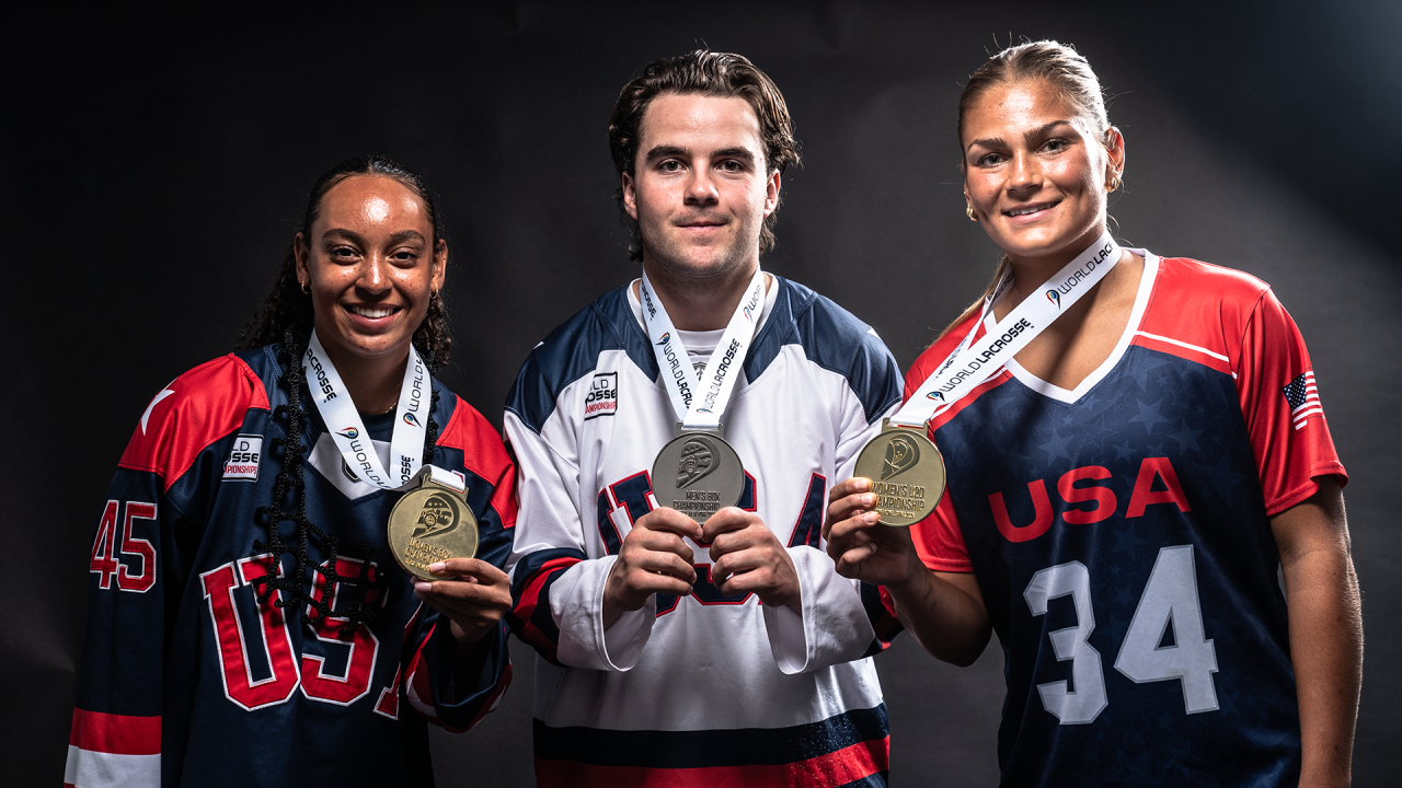 Kayla Wood,  Joey Spallina and Kori Edmonson with world championship medals