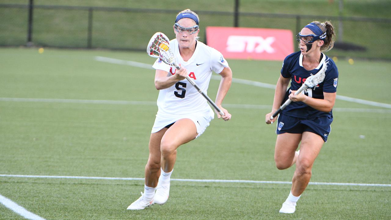 Katie O'Donnell runs upfield during a 2021 u.s. women's training camp