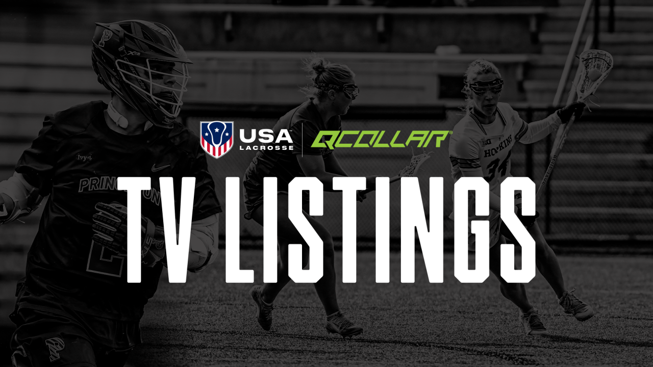 TV Listings graphic with USA Lacrosse and Q-Collar logos