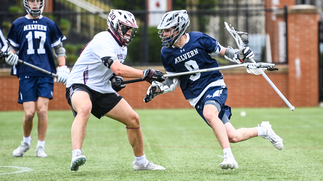 Michael Ortlieb of Malvern (Pa.) in action against Boys' Latin at USA Lacrosse headquarters in Sparks, Md.