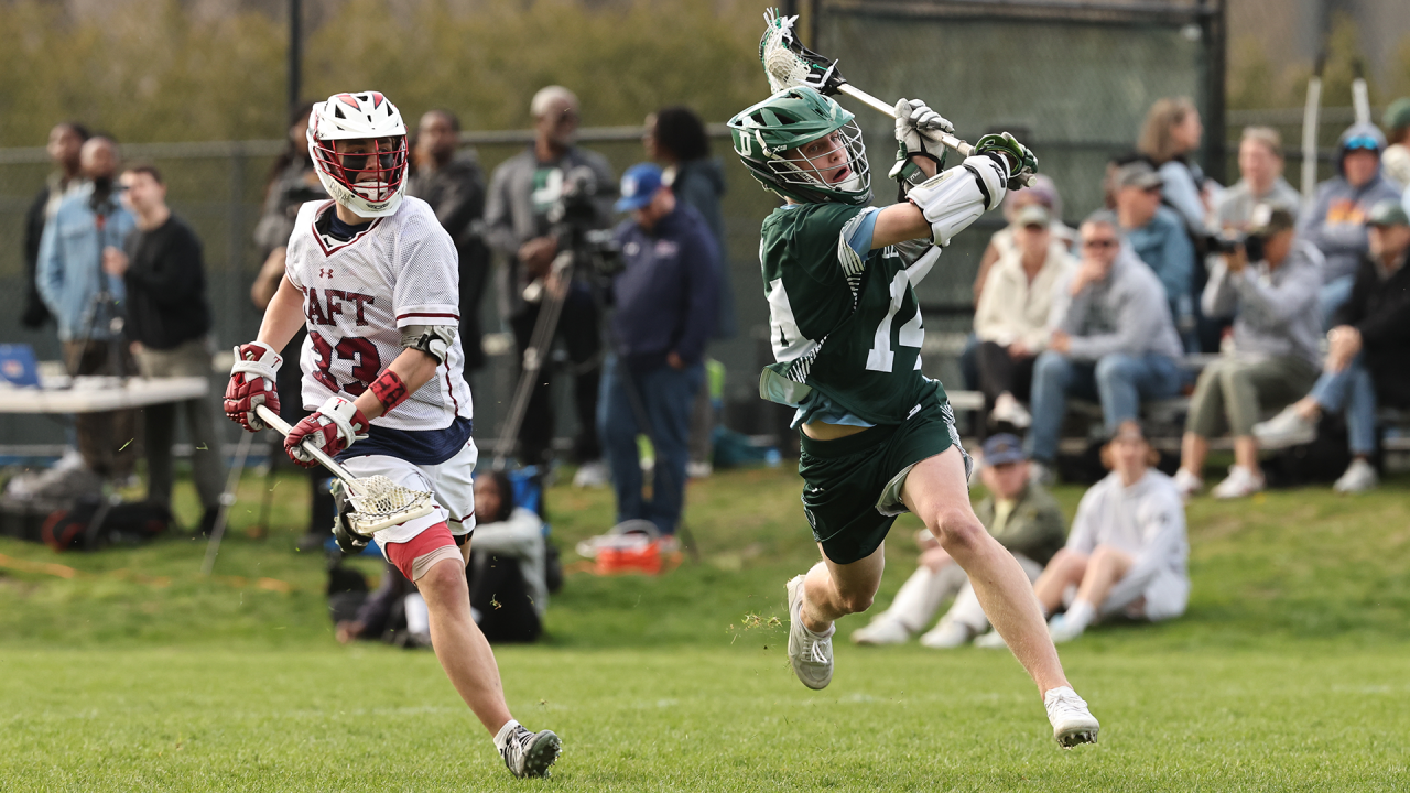 Action image from Deerfield (Mass.) vs. Taft (Conn.) in boys' lacrosse