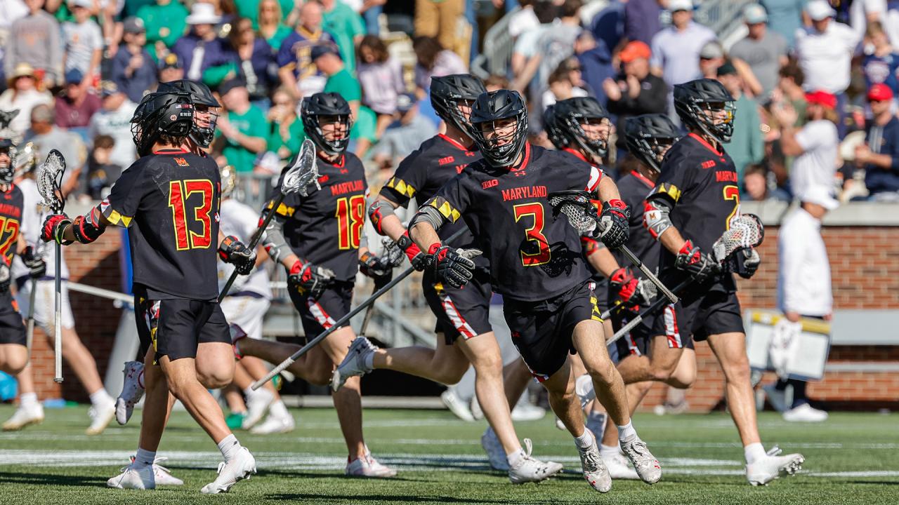 Maryland players after beating Notre Dame in men's lacrosse