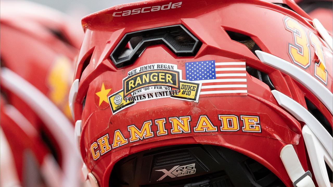 A helmet sticker honoring Jimmy Regan